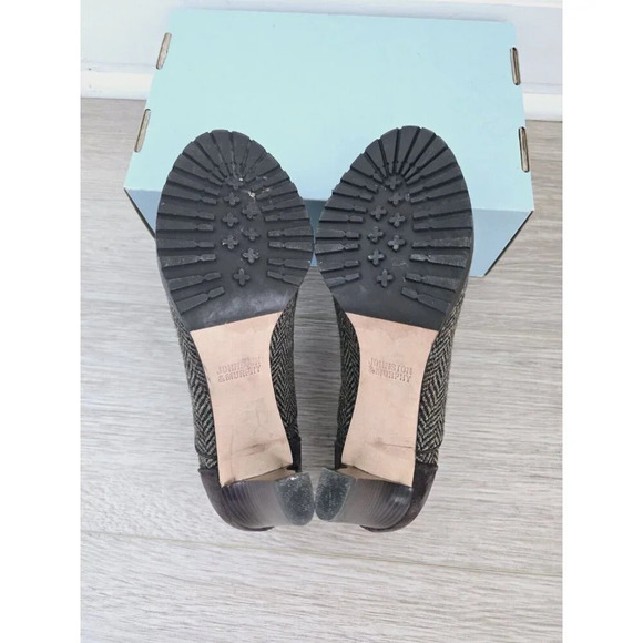 Johnston and Murphy Gail Piped Oxford Herringbone Brown Green Pinup 40s Heels 8 - Picture 7 of 10